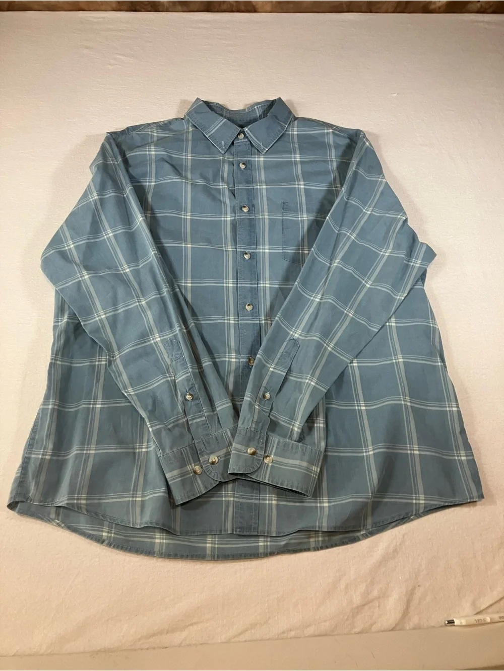 Classic Blue Plaid Button-Down Shirt - Men's xl